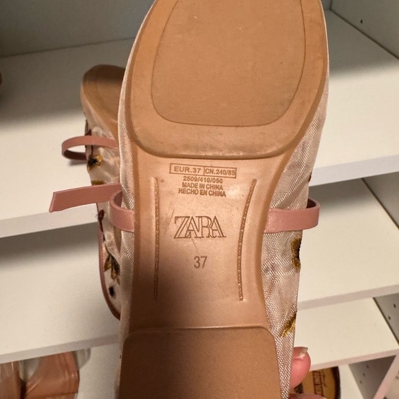 Zara Cream and Pink Dress Shoes with Elegant Design Ballet flats Size 37=7 - Picture 9 of 9